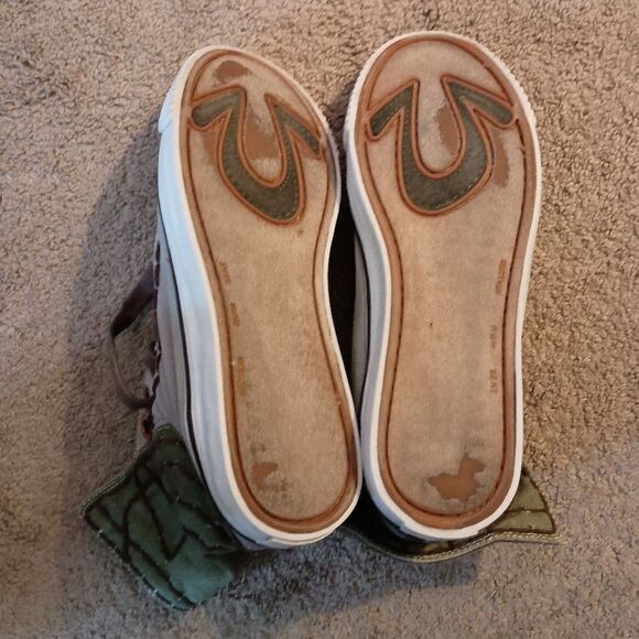 True Religion Canvas Sneakers Fold Over Gray/Army High Tops Mens Sz 9.5 PREOWNED - Picture 6 of 6